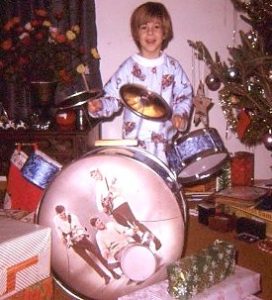 Todd Vinny Vinciguerra with his first drum kit aged 5